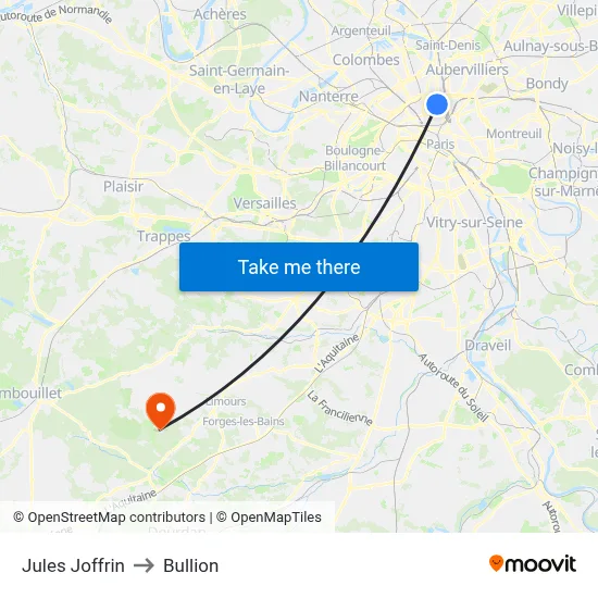 Jules Joffrin to Bullion map