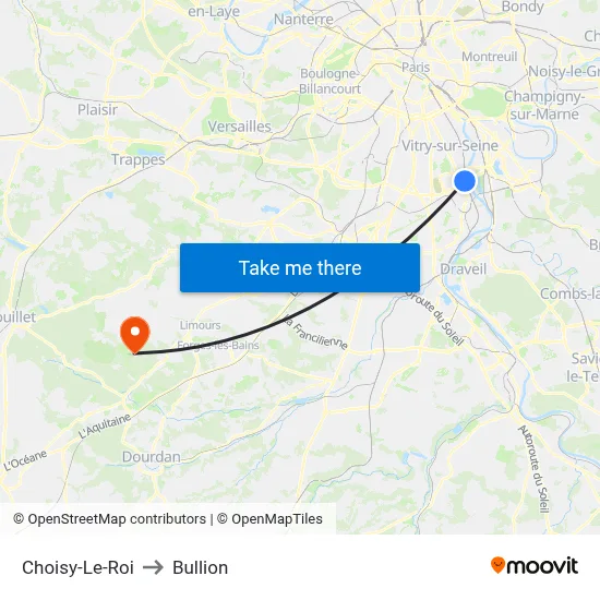 Choisy-Le-Roi to Bullion map