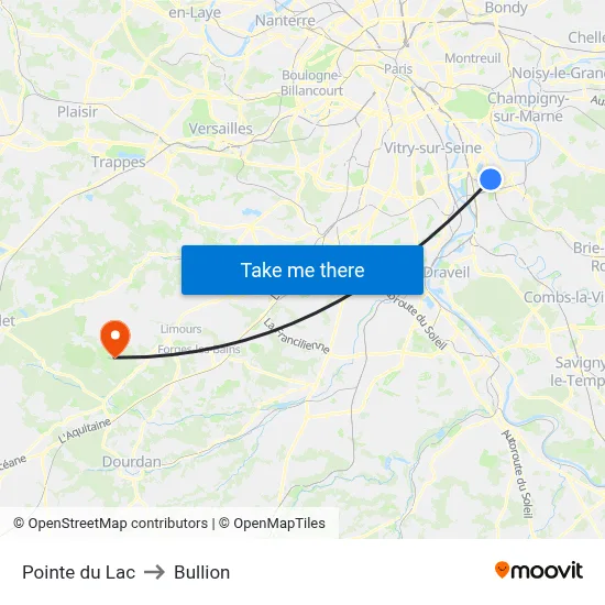 Pointe du Lac to Bullion map