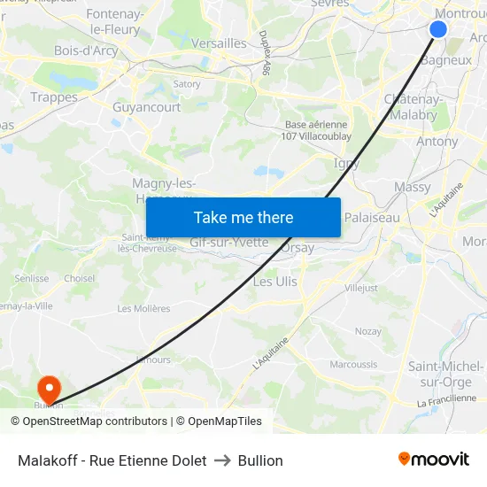Malakoff - Rue Etienne Dolet to Bullion map