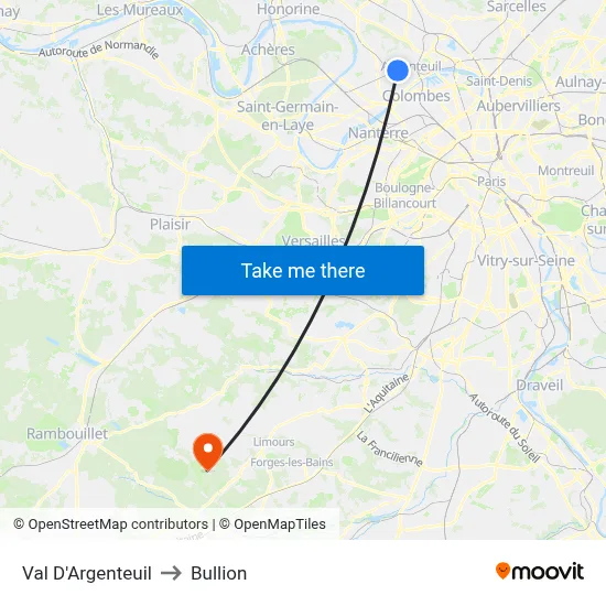 Val D'Argenteuil to Bullion map