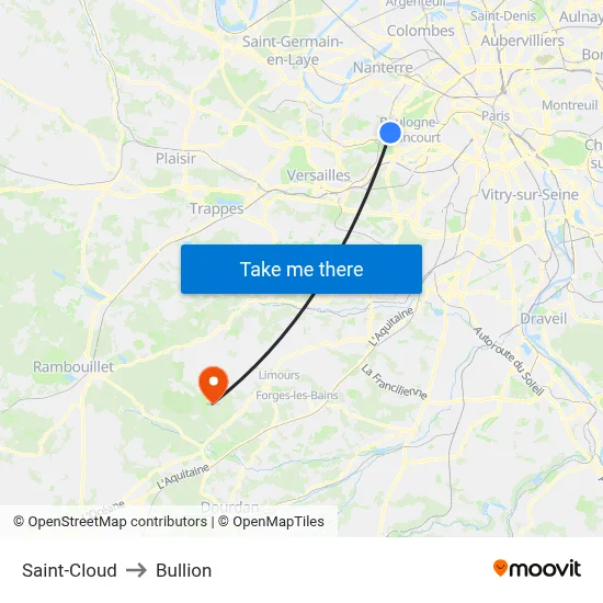 Saint-Cloud to Bullion map