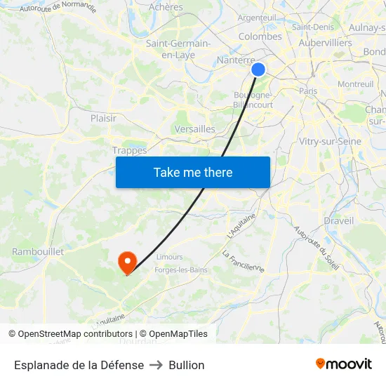 Esplanade de la Défense to Bullion map