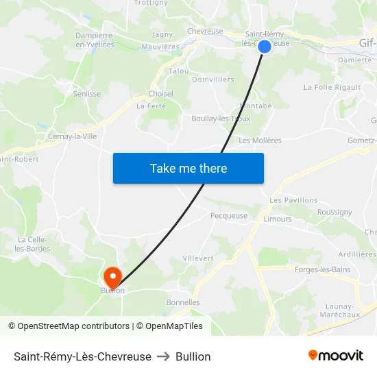 Saint-Rémy-Lès-Chevreuse to Bullion map