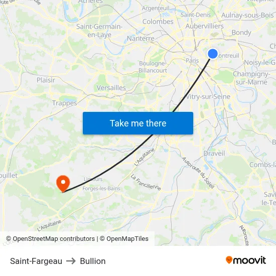 Saint-Fargeau to Bullion map