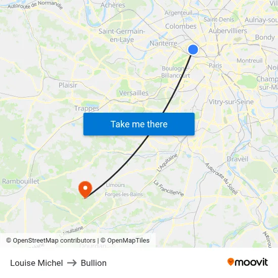 Louise Michel to Bullion map