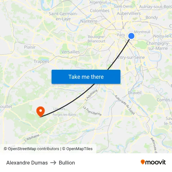 Alexandre Dumas to Bullion map