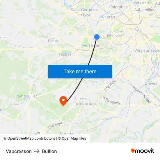 Vaucresson to Bullion map