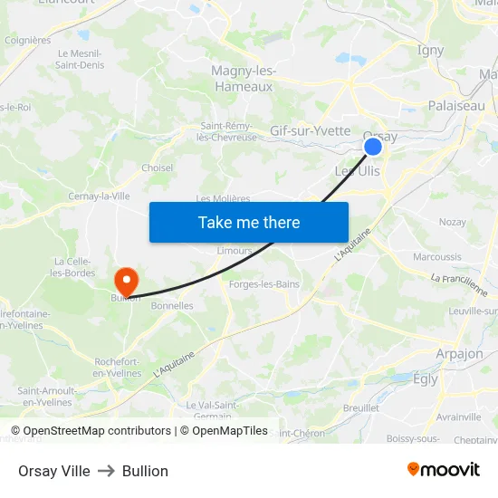 Orsay Ville to Bullion map