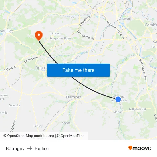 Boutigny to Bullion map