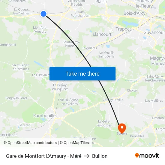 Montfort-L'Amaury - Méré to Bullion map