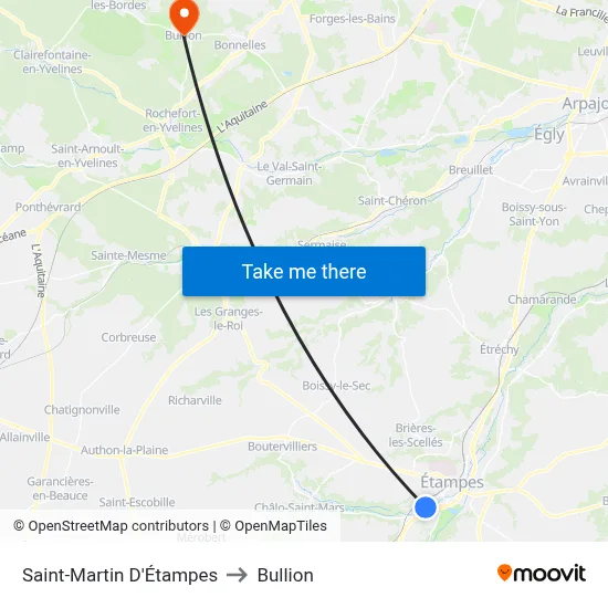 Saint-Martin D'Étampes to Bullion map