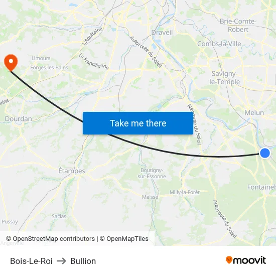 Bois-Le-Roi to Bullion map