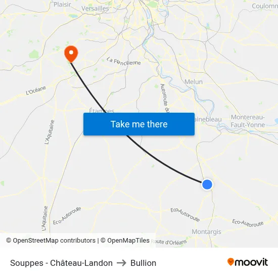 Souppes - Château-Landon to Bullion map
