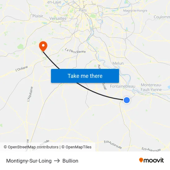 Montigny-Sur-Loing to Bullion map