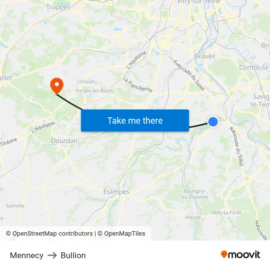 Mennecy to Bullion map