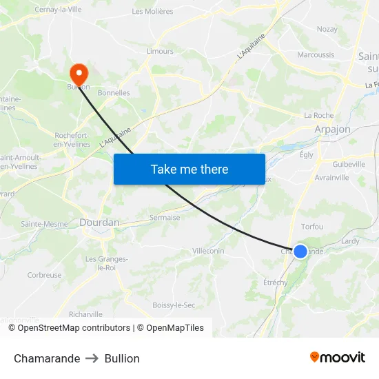 Chamarande to Bullion map