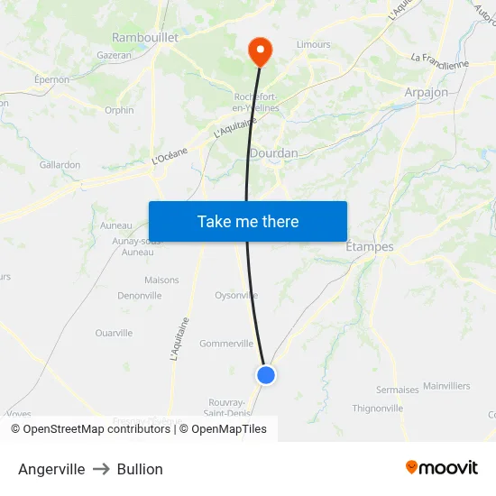 Angerville to Bullion map