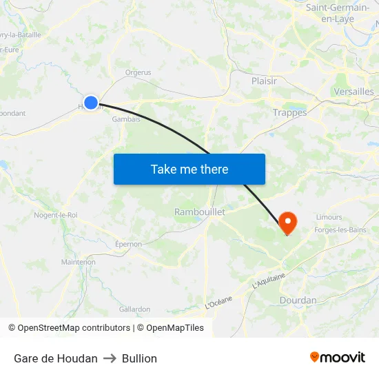 Gare de Houdan to Bullion map