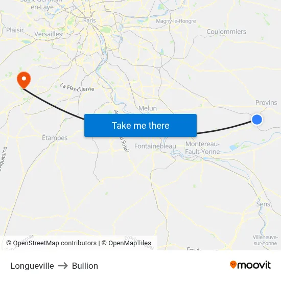 Longueville to Bullion map