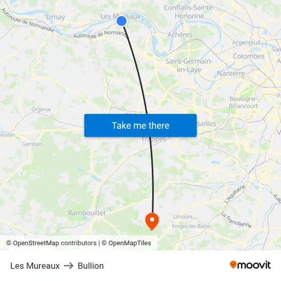 Les Mureaux to Bullion map