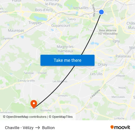 Chaville - Vélizy to Bullion map