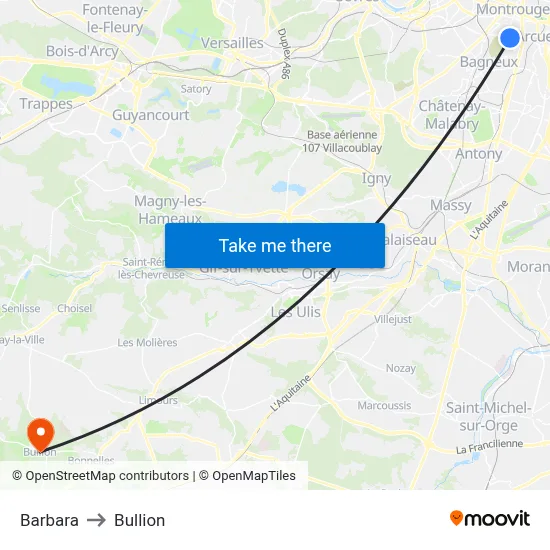 Barbara to Bullion map