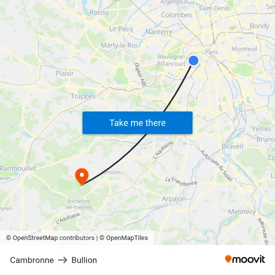 Cambronne to Bullion map