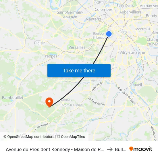 Avenue du Président Kennedy - Maison de Radio France to Bullion map