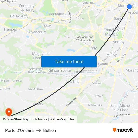 Porte D'Orléans to Bullion map