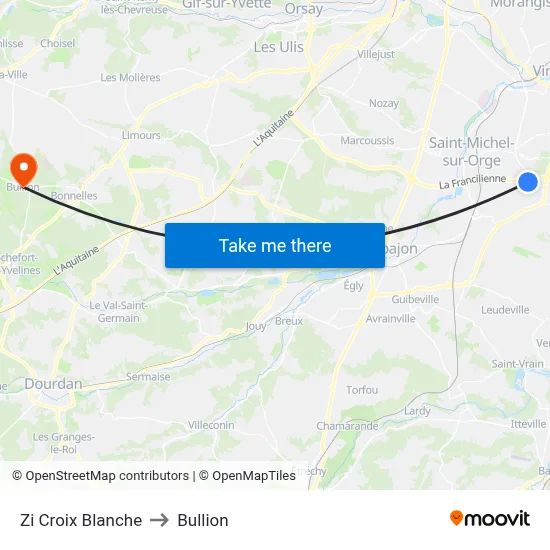 Zi Croix Blanche to Bullion map