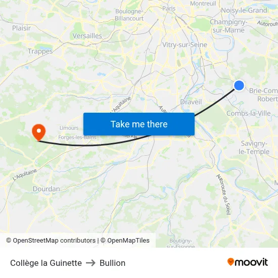 Collège la Guinette to Bullion map
