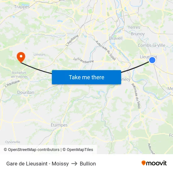 Gare de Lieusaint - Moissy to Bullion map