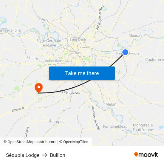 Séquoia Lodge to Bullion map