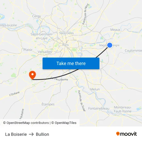 La Boiserie to Bullion map