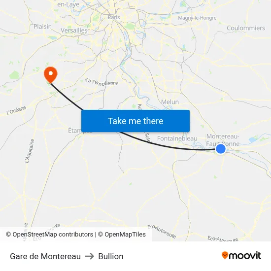 Gare de Montereau to Bullion map