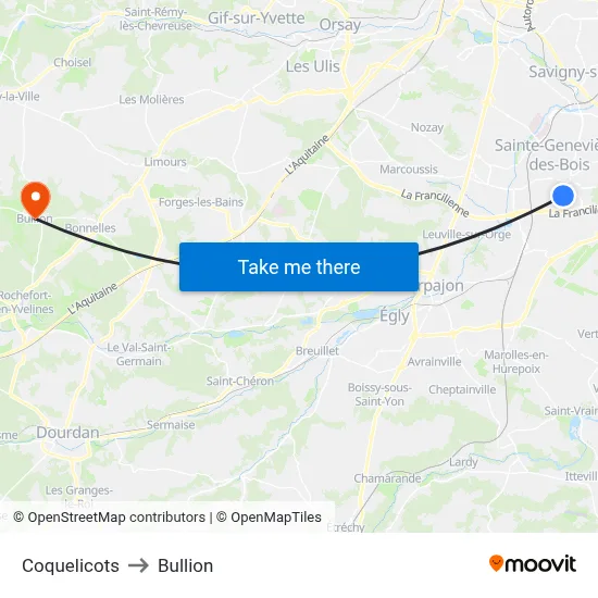 Coquelicots to Bullion map
