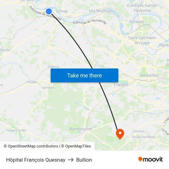 Hôpital François Quesnay to Bullion map