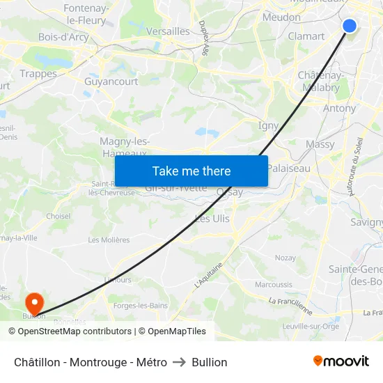 Châtillon - Montrouge - Métro to Bullion map