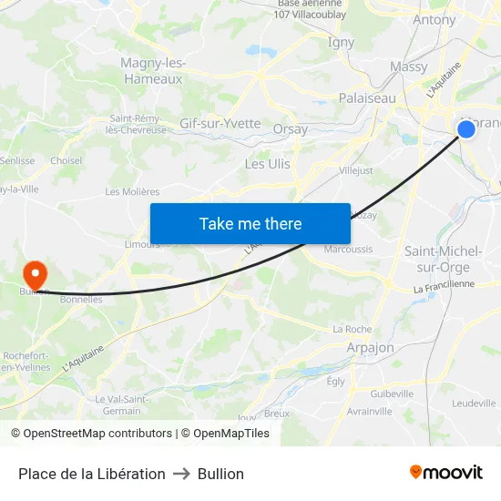 Place de la Libération to Bullion map