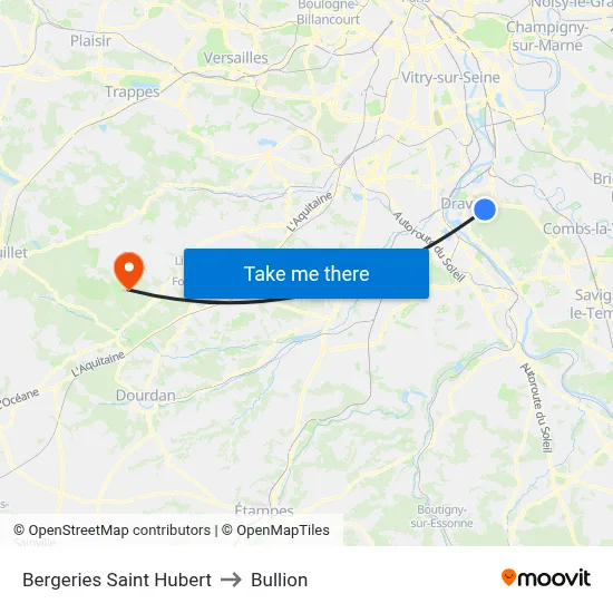 Bergeries Saint Hubert to Bullion map