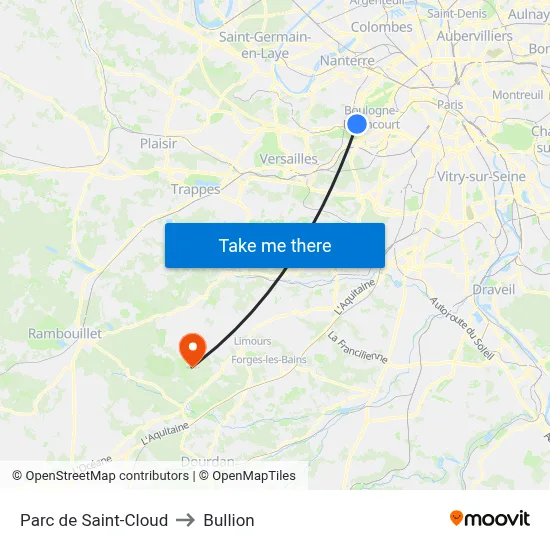 Parc de Saint-Cloud to Bullion map