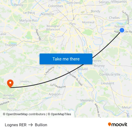 Lognes RER to Bullion map