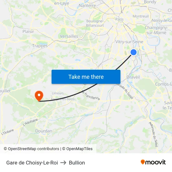Gare de Choisy-Le-Roi to Bullion map