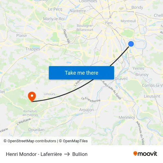 Henri Mondor - Laferrière to Bullion map