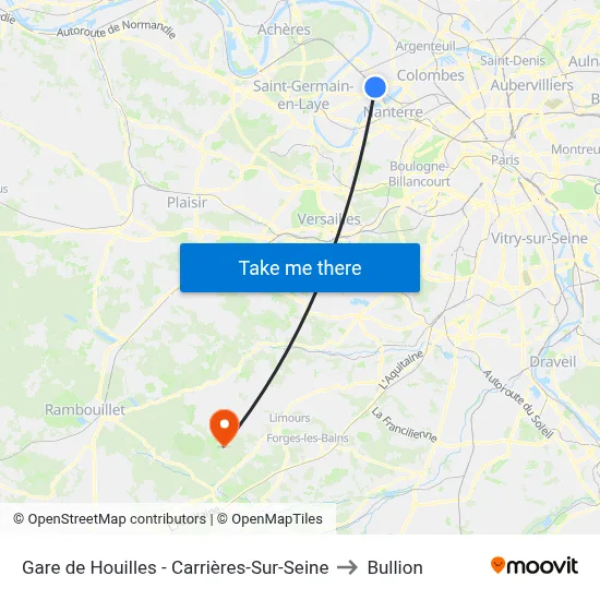 Gare de Houilles - Carrières-Sur-Seine to Bullion map