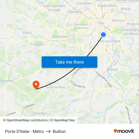 Porte D'Italie - Métro to Bullion map
