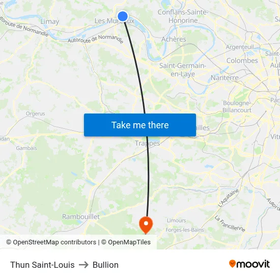 Thun Saint-Louis to Bullion map