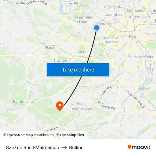 Gare de Rueil-Malmaison to Bullion map