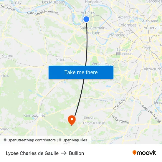 Lycée Charles de Gaulle to Bullion map